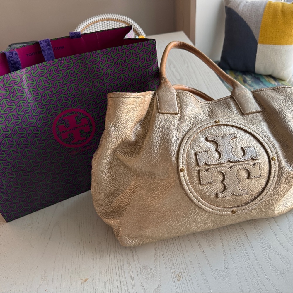 Tory Burch Gold Tote Bag